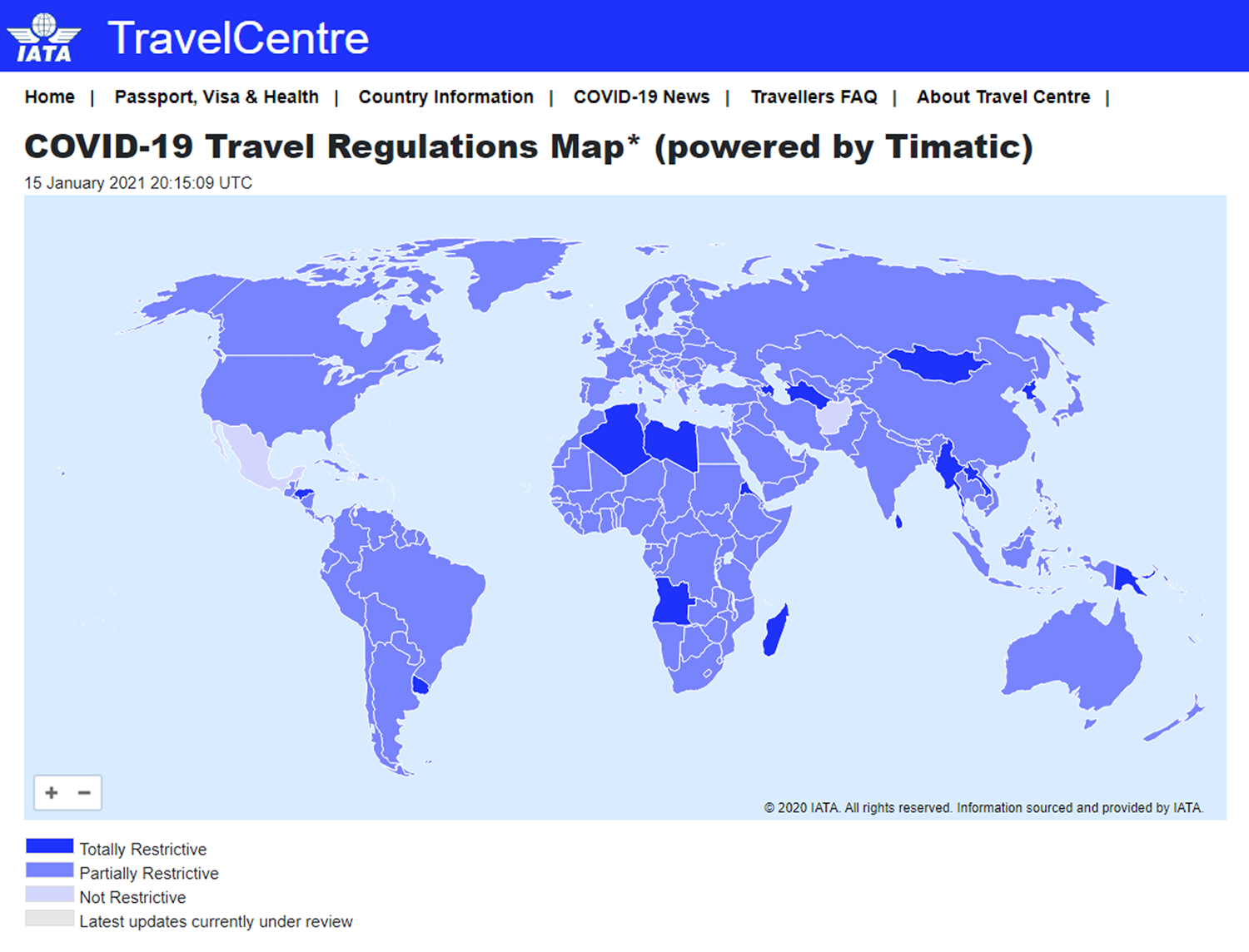 iata travel map regulation